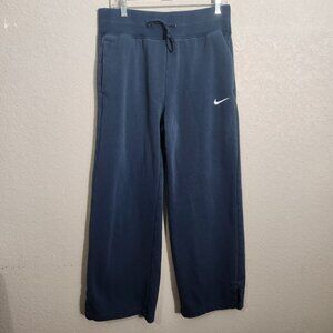 Nike Womens Navy Blue Sweatpants With Drawstring Waist & Embroidered Swoosh Logo
